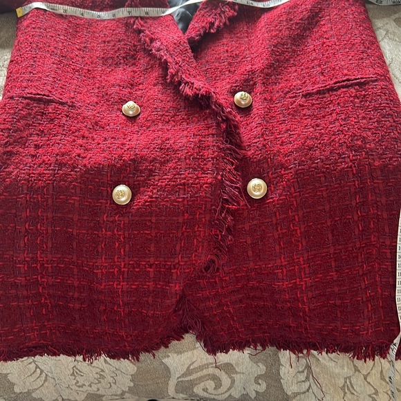 Zara Bloggers Favorite! Red Tweed Women's Jacket - Picture 5 of 9